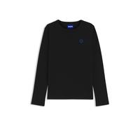 Longsleeve HUGO BLUE "Daliria_B", Damen, Gr. S, schwarz, Jersey, Obermaterial: 100% Baumwolle, unifarben, casual, regular fit, Rundhals, Langarm abgesteppte Kante, Shirts, mit Label-Badge (47828853-S)