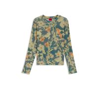 HUGO Top aus Stretch-Mesh mit Allover-Print - Style Diralina_10, 50542422 Gemustert XS