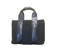 Hugo Tote Mini Bag Becky Handtasche aus Teddy-Gewebe, Schwarz