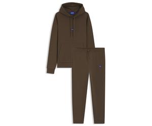 HUGO Trainingsanzug aus Baumwoll-Terry mit blauen Logo-Labels - Style Tracksuit_NalonsoNap, 50522369 Dunkelbraun S
