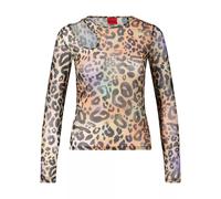 Hugo - Transparentes Leo-Print Langarmshirt - Größe XL - brown
