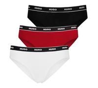 HUGO Damen Slips, 3er Pack - TRIPLET BRIEF STRIPE, Cotton Stretch, Logo, uni Schwarz/Rot/Weiß M