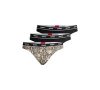 HUGO Dreier-Pack Strings aus Stretch-Baumwolle mit Logos am Bund - Style TRIPLET THONG DESIGN, 50495870 Schwarz / Braun / Gemustert M