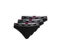 HUGO Dreier-Pack Strings aus Stretch-Baumwolle mit Logos - Style TRIPLET THONG STRIPE, 50469681 Schwarz XS