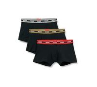 HUGO Herren Boxershorts, 3er Pack - TRUNK TRIPLET PLANET, Logo, Cotton Stretch Schwarz/Grau/Rot/Oliv M