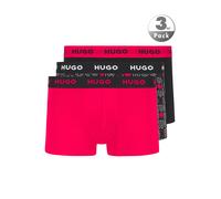 HUGO Dreier-Pack Boxershorts aus Stretch-Baumwolle mit Logo-Bund - Style TRUNK TRIPLET DESIGN, 50532550 Schwarz / Rot XL