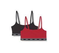 HUGO Zweier-Pack Bralettes aus Stretch-Baumwolle mit Logos am elastischen Band - Style TWIN BRALETTE STRIPE, 50545691 Schwarz / Rot XL
