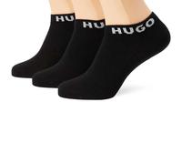 Socken HUGO UNDERWEAR "3P AS UNI CC W", Damen, Gr. 39-42, schwarz (schwarz 001), Baumwollmischung, unifarben mit Farbeinsatz, elastisch, Socken, mit kontrastfarbenen Logoschriftzug (16432122-39) schwa