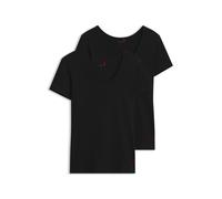 HUGO Unterwäsche-Top aus Stretch-Baumwolle mit Kontrast-Logo - Style TWIN T-SHIRT RN, 50469660 Schwarz M