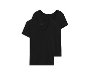 HUGO Unterwäsche-Top aus Stretch-Baumwolle mit Kontrast-Logo - Style TWIN T-SHIRT RN, 50469660 Schwarz L