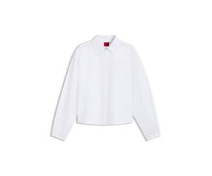 HUGO Verkürzte Relaxed-Fit Bluse aus Baumwoll-Popeline - Style Endeka, 50572062 Weiß 34