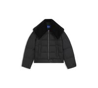 HUGO Wasserabweisende Pufferjacke mit abnehmbarem Kragen in Fell-Optik - Style Fleuv-1_B, 50567755 Schwarz XL
