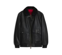 HUGO Wattierte Lederjacke mit Shearling-Details - Style Lorano, 50567431 Schwarz XXL