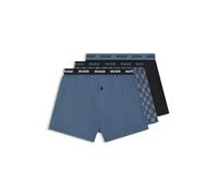 HUGO Dreierpack Boxershorts aus Baumwolle mit Logos am Bund - Style WOVEN BOXER TRIPLET, 50532565 Blau S