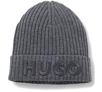 HUGO Mütze aus Schurwolle mit Logo-Stickerei - Style Unisex-X565-7, 50527804 Dunkelgrau ONESI