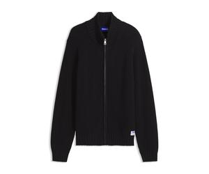 HUGO Zip-up relaxed-fit sweater in pure cotton - Style Sonzie, 50570281 Schwarz S