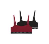 HUGO Zweier-Pack Bralettes aus Stretch-Baumwolle mit Logos am elastischen Band - Style TWIN BRALETTE STRIPE, 50545691 Schwarz / Rot XXL