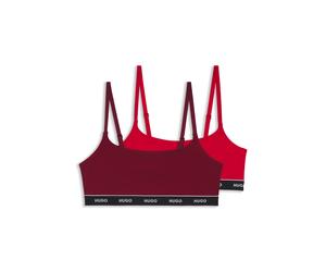 HUGO Zweier-Pack Bralettes aus Stretch-Baumwolle mit Logos am elastischen Band - Style TWIN BRALETTE STRIPE, 50545691 Dunkelrot / Hellrot M