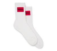HUGO Zweier-Pack kurze Socken mit roten Logos - Style 2P QS RIB LABEL CC W, 50510661 Weiß 39-42
