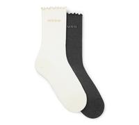 HUGO Zweier-Pack mittelhohe Socken mit gekräuselten Bündchen - Style 2P RS LETTUCE CC W, 50543178 Weiß / Grau 35-38
