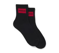 HUGO Zweierpack kurze Socken mit roten Logos - Style 2P QS RIB LABEL CC W, 50510661 Schwarz 36-42