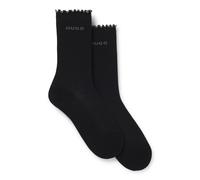 HUGO Zweierpack mittelhohe Socken mit gekräuselten Bündchen - Style 2P RS LETTUCE CC W, 50543178 Schwarz 39-42