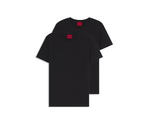 HUGO Zweierpack Slim-Fit T-Shirts aus Stretch-Baumwolle - Style HUGO-Round, 50325440 Schwarz M