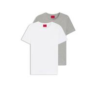 HUGO Zweierpack Slim-Fit T-Shirts aus Stretch-Baumwolle - Style HUGO-Round, 50325440 Weiß / Hellgrau XS