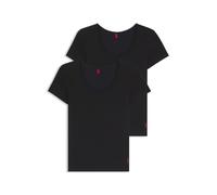 HUGO Damen T-Shirt, 2er Pack - T-Shirt RN, Unterziehshirt, Rundhals, Baumwolle, einfarbig Schwarz XL