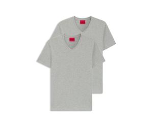 HUGO Zweierpack T-Shirts aus Stretch-Baumwolle mit V-Ausschnitt - Style HUGO-V, 50325417 Hellgrau S