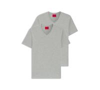 HUGO Zweierpack T-Shirts aus Stretch-Baumwolle mit V-Ausschnitt - Style HUGO-V, 50325417 Hellgrau XXL