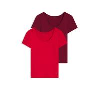 HUGO Zweierpack T-Shirts aus Stretch-Baumwolle - Style TWIN T-SHIRT RN, 50545688 Dunkelrot / Hellrot XS