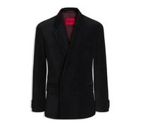 HUGO Zweireihiger Modern-Fit Blazer aus Samt - Style Karlo253F1X, 50570196 Schwarz 48