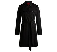 HUGO Zweireihiger Regular-Fit Trenchcoat aus Baumwolle - Style Makares-1, 50533902 Schwarz 44