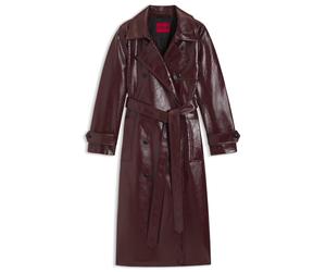 HUGO Zweireihiger Trenchcoat aus Kunstleder - Style Misando-1, 50554264 Bordeaux 42