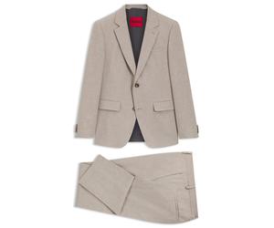 HUGO Zweiteiliger Slim-Fit Anzug aus Baumwolle und Leinen - Style Henry-Getlin253X, 50568122 Hellbraun 54