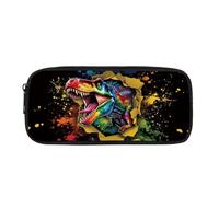 HUGS IDEA Federmäppchen mit Tiermuster, Schreibwarenbeutel, Schulbedarf, Splash Rainbow T-Rex, One Size, Taschen-Organizer