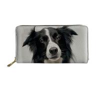 HUGS IDEA Lange Geldbörse mit Tier-Design, PU-Leder, Border Collie, bedruckt, Clutch, Border Collie 3, Einheitsgröße, Reisepasshülle