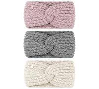 Huiguli 3 Stück Stirnband Damen Winter, Stirnband Kinder Mädchen, Herbst und Winter Einfach und Vielseitig Stirnbänder Strick Haarband Ohrenwärmer Elastische