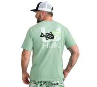 HUK Herren Standard Kurzarm Performance Tee T-Shirt Fish Flag Fog Green