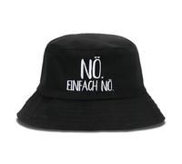 HUKUMA Fischerhut Damen, Anglerhut Herren, Lustige Hüte für Festival Accessoires, Schwarz Mallorca Sommerhut mit Spruch, Malle Bucket Hat Festivalhut für Herren Damen