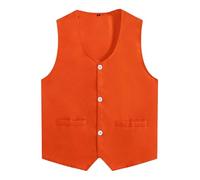 HULIJA Herren Anzugweste Gentleman Weste Ärmellos Smoking Weste Festlich Jacke Business Vest Geburtstag Karneval Fasching Kleidung Orange XXL