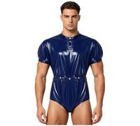 HULIJA Herren Einteiler Stringbody Inkontinenz-Body Männer Überwindeln Einteiler Jumpsuit Unterhemden Männer Shapewear Erwachsenen Windeln Dunkelblau S