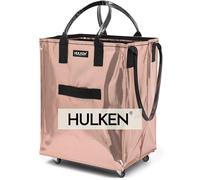 HULKEN - Große, rosagoldene wiederverwendbare Einkaufstasche auf Rädern. Der Einkaufswagen trägt bis zu 30 kg. Klappbarer Einkaufstrolley mit robusten Griffen und Reißverschluss, ist flach und faltbar
