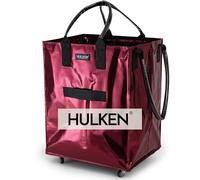 HULKEN - (Große, rote) Wiederverwendbare Einkaufstasche auf Rädern. Der Einkaufswagen trägt bis zu 30 kg. Der klappbare Einkaufstrolley hat robuste Griffe und Reißverschluss, ist flach und faltbar