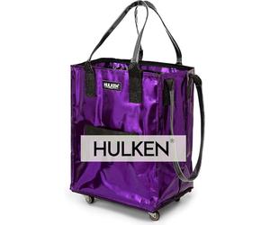 HULKEN - (Medium, Ultraviolett) Wiederverwendbare Einkaufstasche auf Rädern. Der Einkaufswagen trägt bis zu 30 kg. Der klappbare Einkaufstrolley hat robuste Griffe und Reißverschluss.