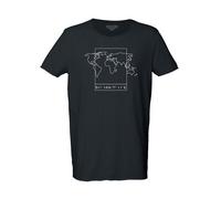 Human Family Bio Herren Sommer T-Shirt "Surfs - Worldmap" Schwarz S