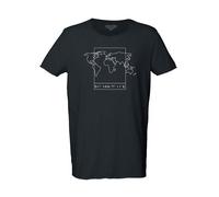 Human Family Bio Herren Sommer T-Shirt "Surfs - Worldmap" Schwarz XL