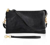 Humble Chic NY Veganes Leder Kleine Umhängetasche Tasche Oder Wristlet Unterarmtasche Handtasche, Inklusive Einstellbarer Schulter- Und Handgelenkbänder, Schwarz