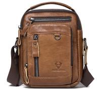 HUMERPAUL Umhängetasche für Herren, echtes Leder, Umhängetasche, Handtasche, für Arbeit, Reisen, Braun, 17 x 9 x 22.5 cm (6.7 x 3.5 x 8.8 inches)